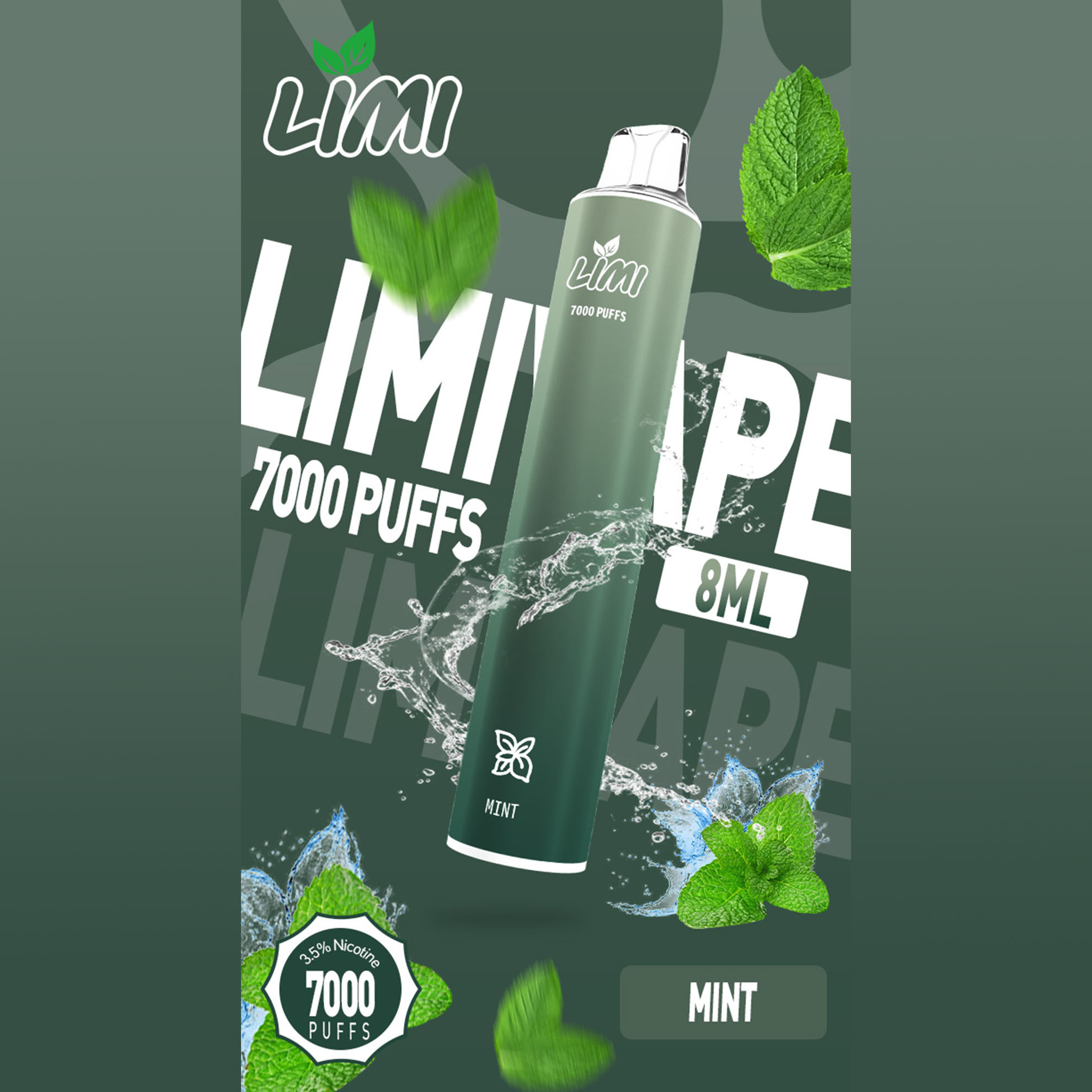 LIMI 一次性電子煙｜薄荷口味・拋棄式電子菸・約 7000 口・炫彩發光設計