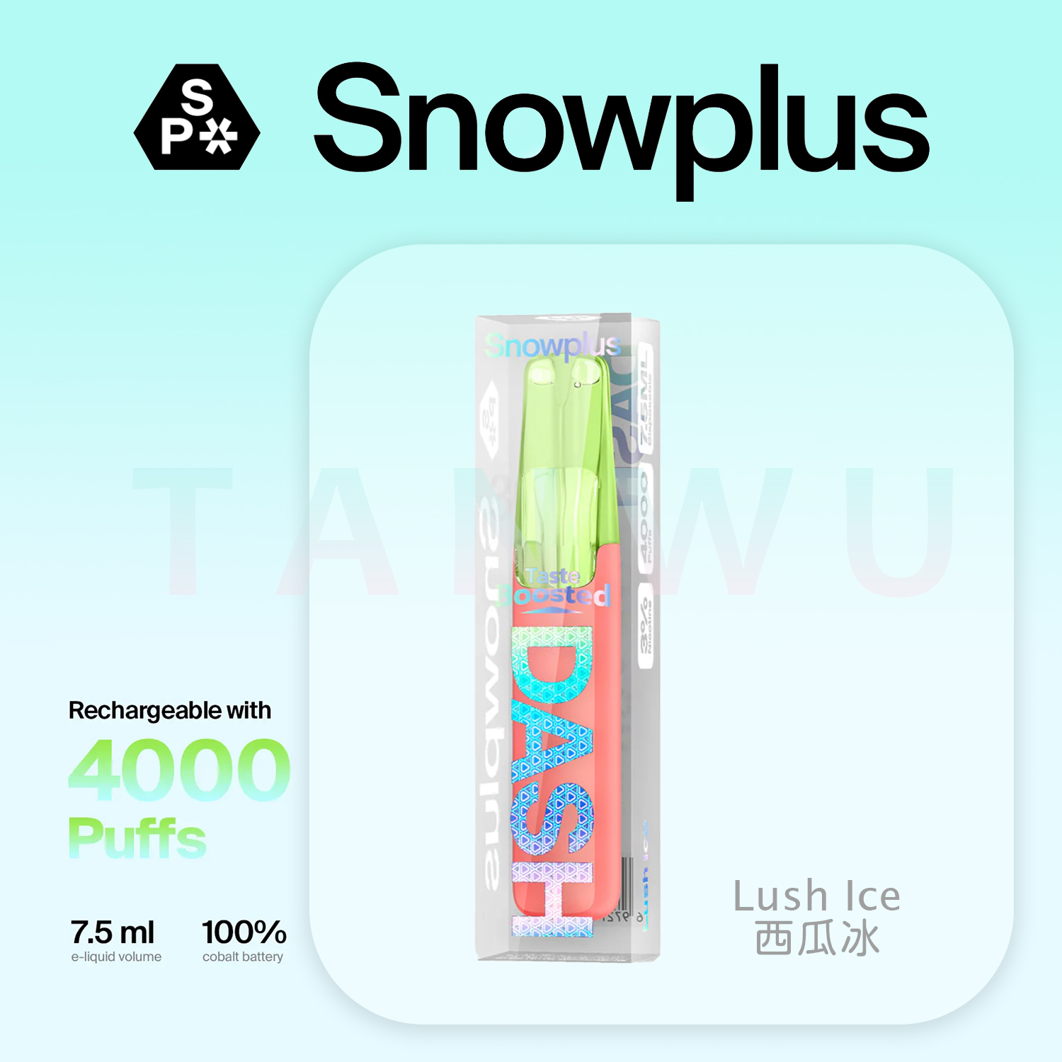 Snowplus 鴨嘴獸 Dash 一次性電子煙｜西瓜冰口味・拋棄式電子菸・4000口大容量
